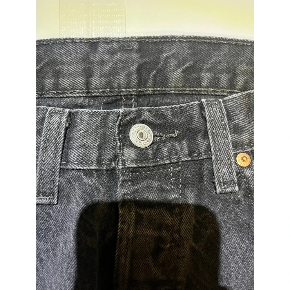 Levis 501 Mens Vintage Faded Black Straight Leg Button Fly Jeans 33x32